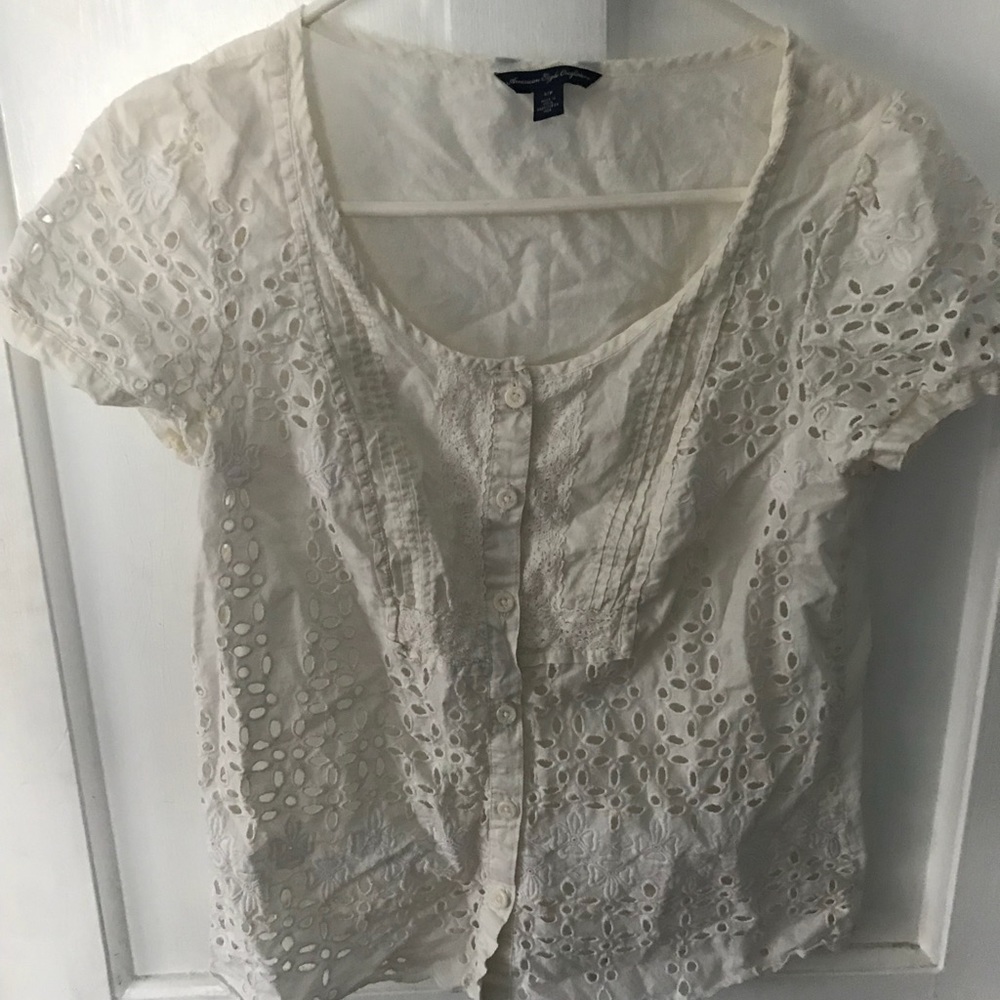 American Eagle lace button up blouse